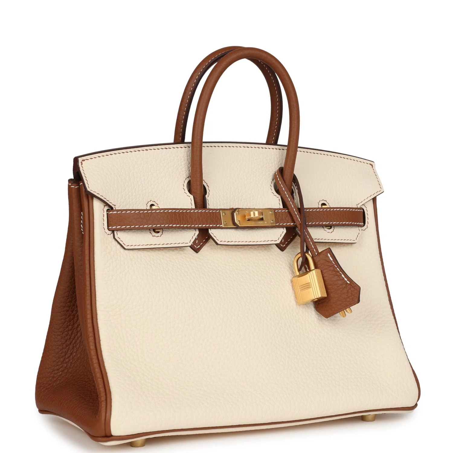 Replicate Hermes Special Order (HSS) Birkin 25 Nata and Gold Clemence Brushed Gold Hardware(1:1 replica)