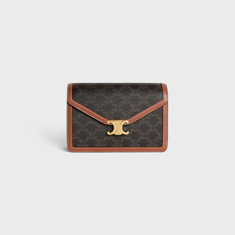Replicate ENVELOPPE BAG IN TRIOMPHE CANVAS AND CALFSKIN TAN(1:1 replica)