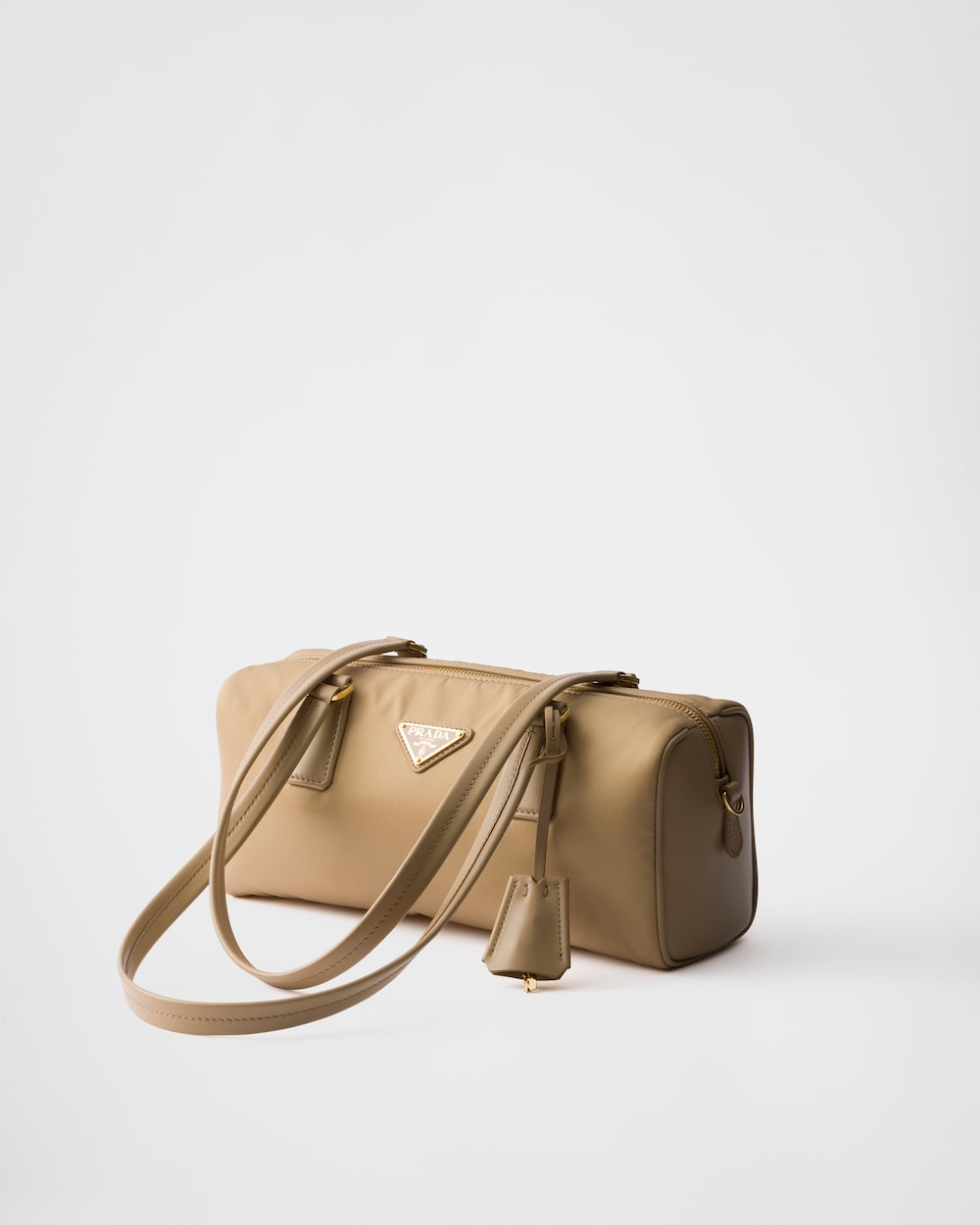 Replicate Re-Nylon and Leather Medium Top-Handle Bag With Padlock(1:1 replica)