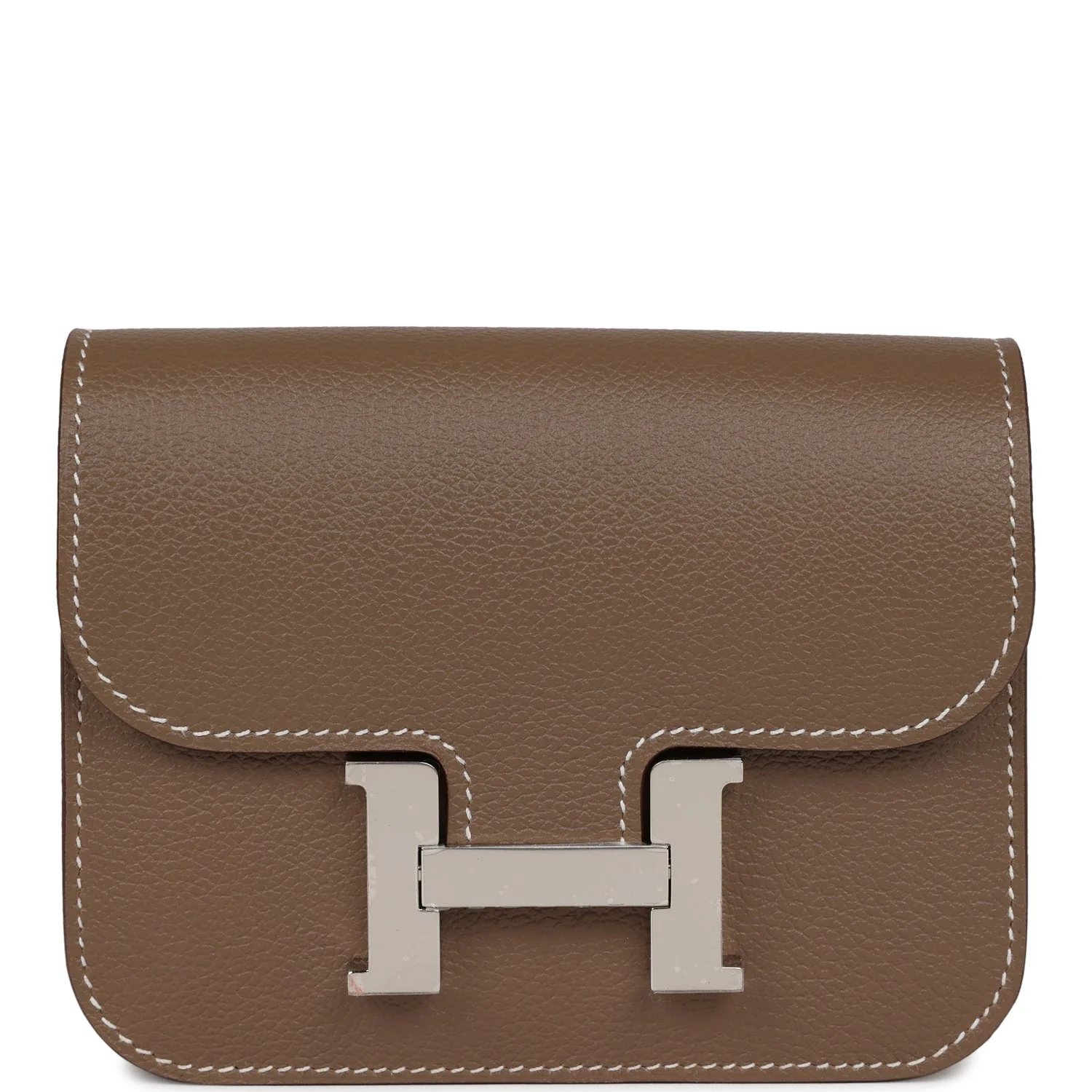 Replicate Hermes Constance Slim Wallet Etoupe Evercolor Palladium Hardware(1:1 replica)