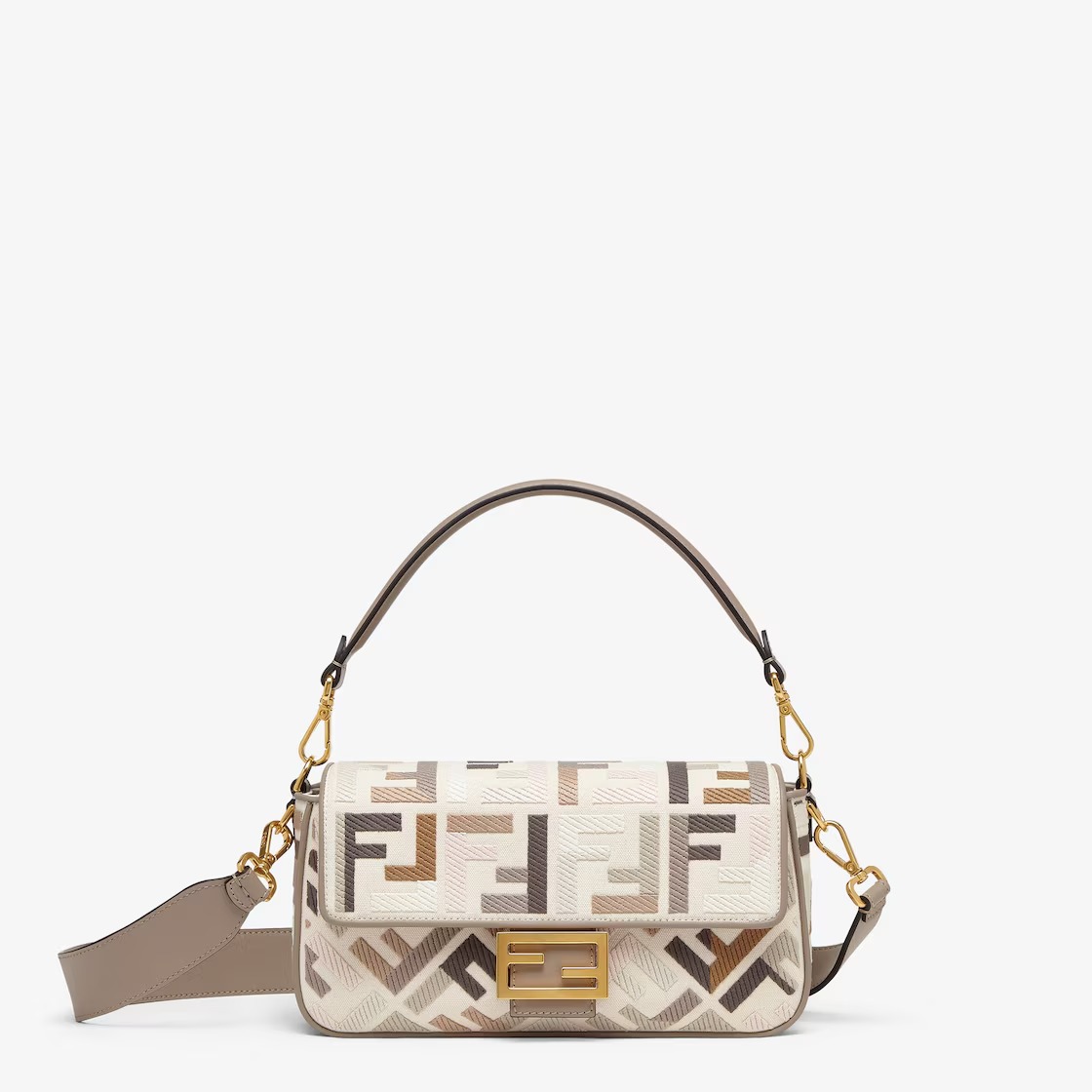 Replicate Baguette Canvas Bag With Multicolor FF Embroidery(1:1 replica)