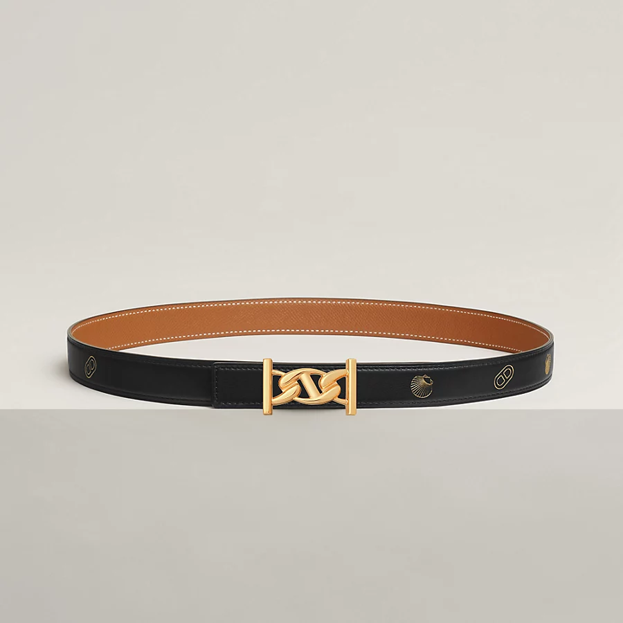 Replicate My H belt buckle   Hermès sur Mer reversible leather strap 24 mm(1:1 replica)