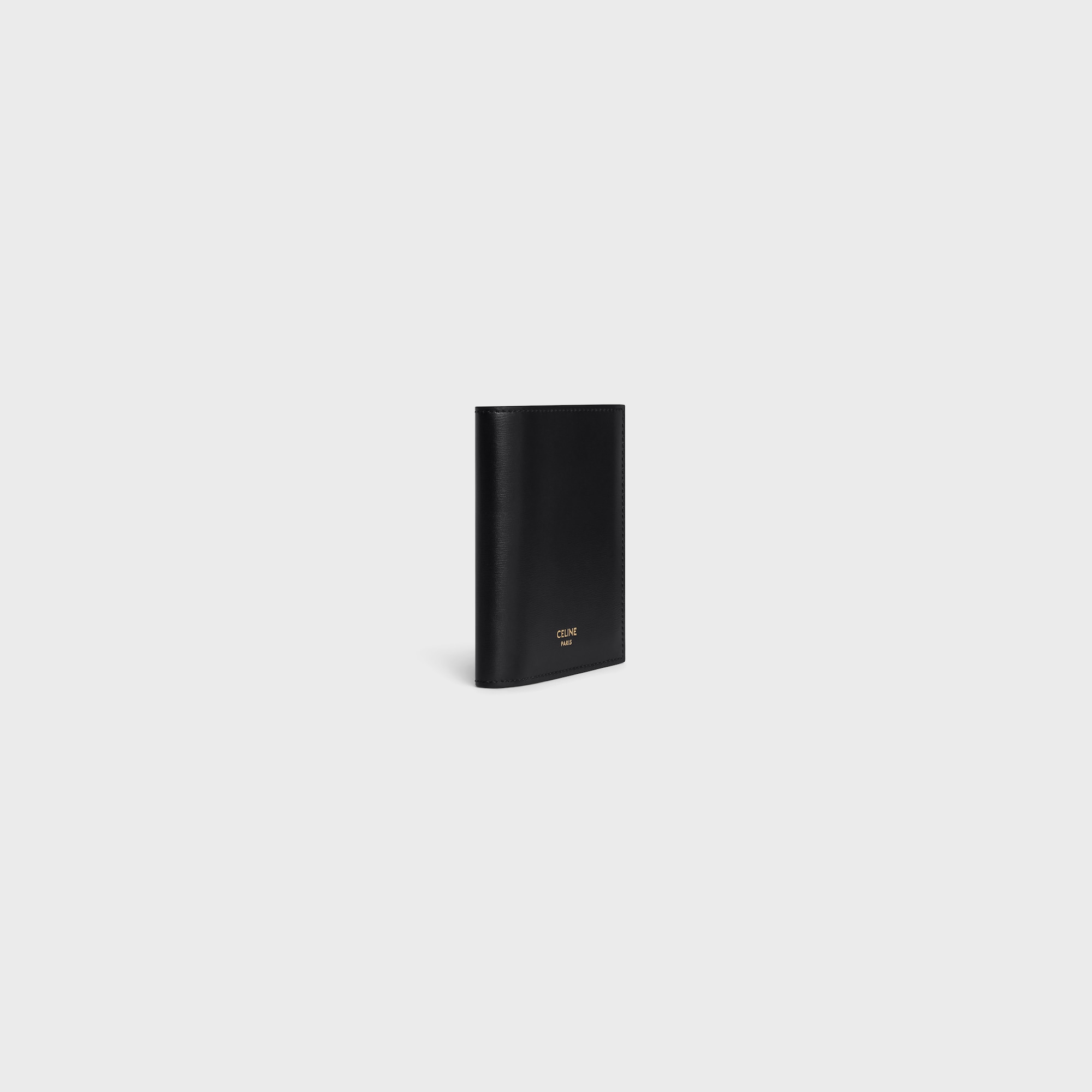 Replicate COMPACT WALLET TRIOMPHE CHARMS IN SHINY CALFSKIN BLACK(1:1 replica)