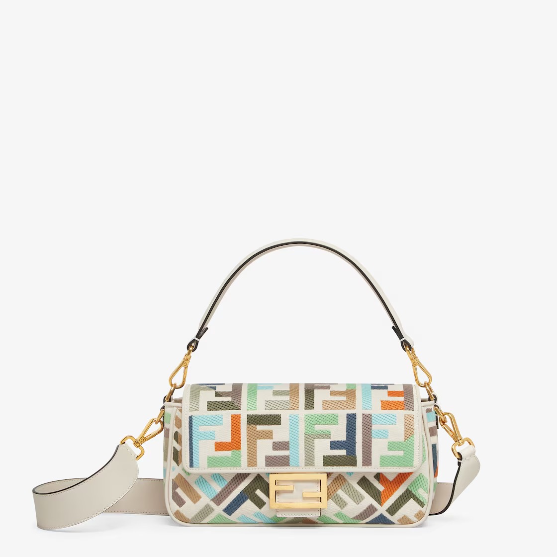 Replicate Baguette Canvas Bag With Multicolor FF Embroidery(1:1 replica)