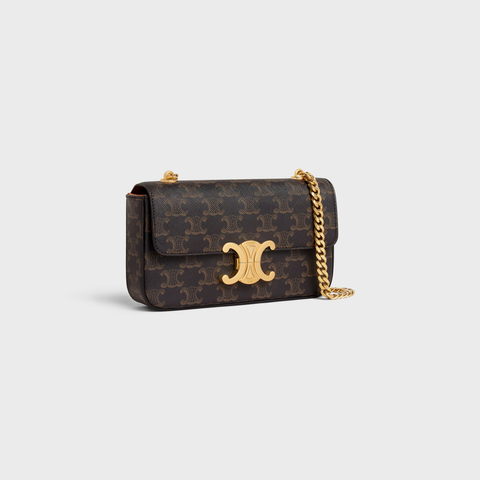 Replicate CHAIN SHOULDER BAG CLAUDE IN TRIOMPHE CANVAS TAN(1:1 replica)