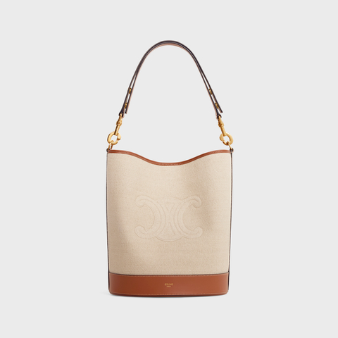 Replicate SAILOR BUCKET CUIR TRIOMPHE IN TEXTILE AND CALFSKIN NATURAL / TAN(1:1 replica)