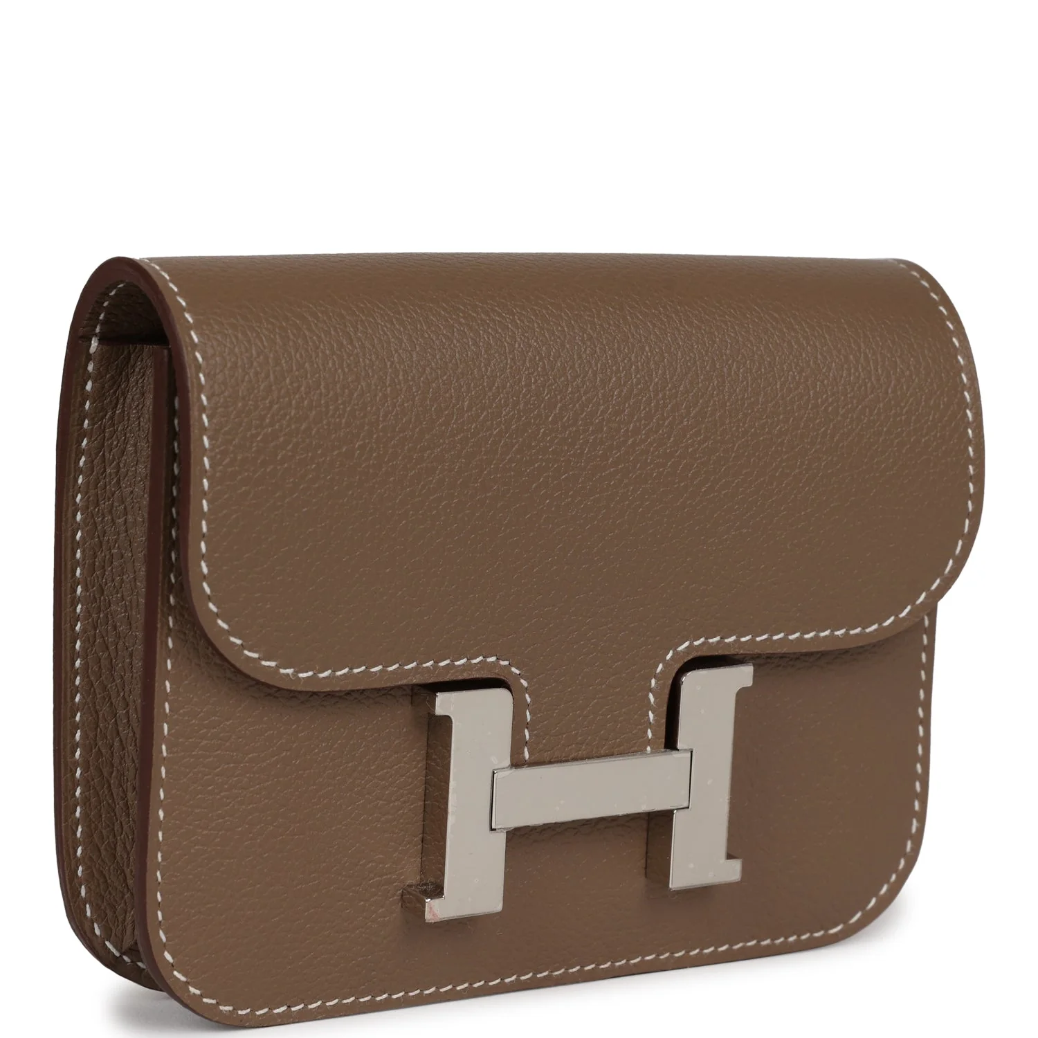 Replicate Hermes Constance Slim Wallet Etoupe Evercolor Palladium Hardware(1:1 replica)