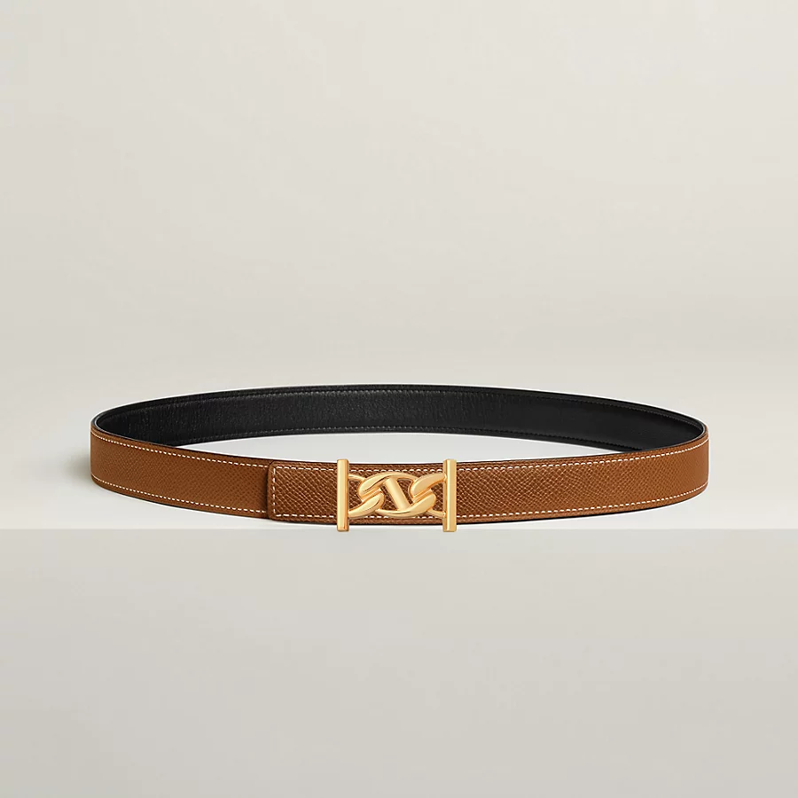 Replicate My H belt buckle   Reversible leather strap 24 mm(1:1 replica)
