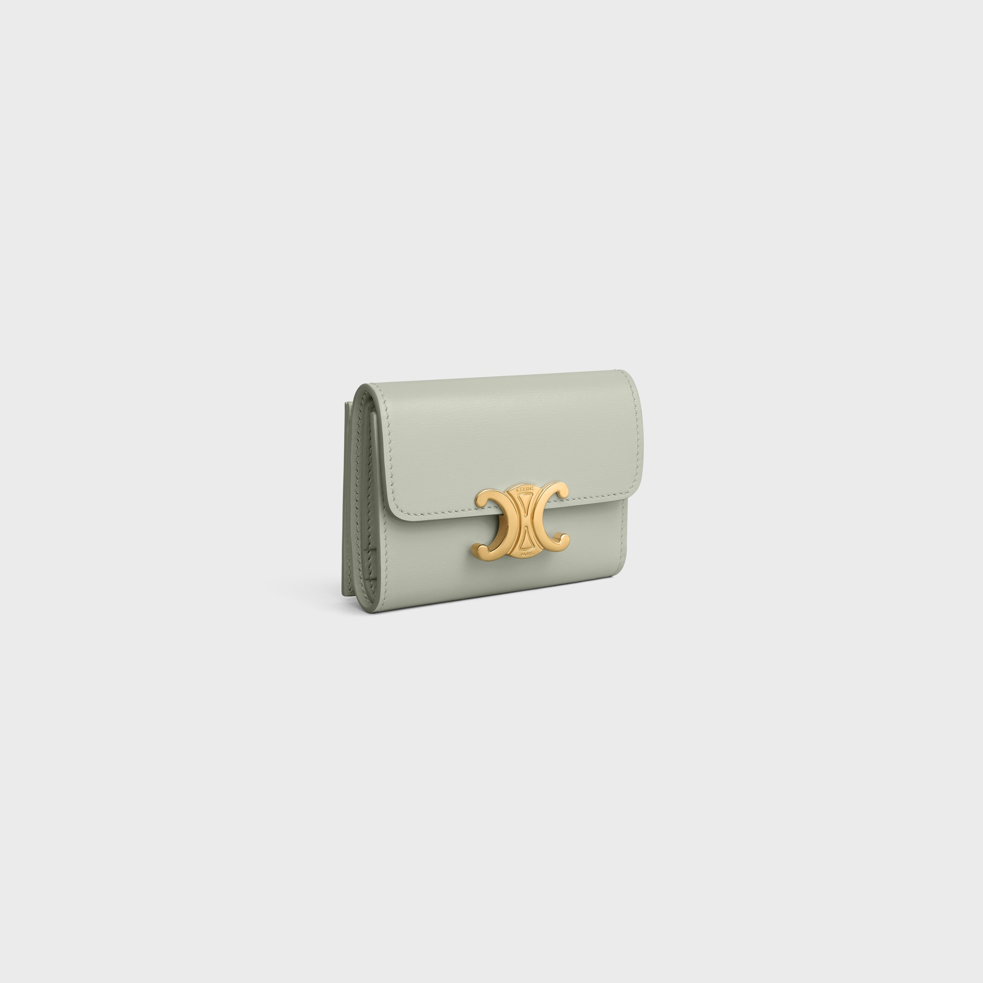 Replicate COMPACT WALLET WITH COIN TRIOMPHE IN SHINY CALFSKIN LIGHT CLAY(1:1 replica)