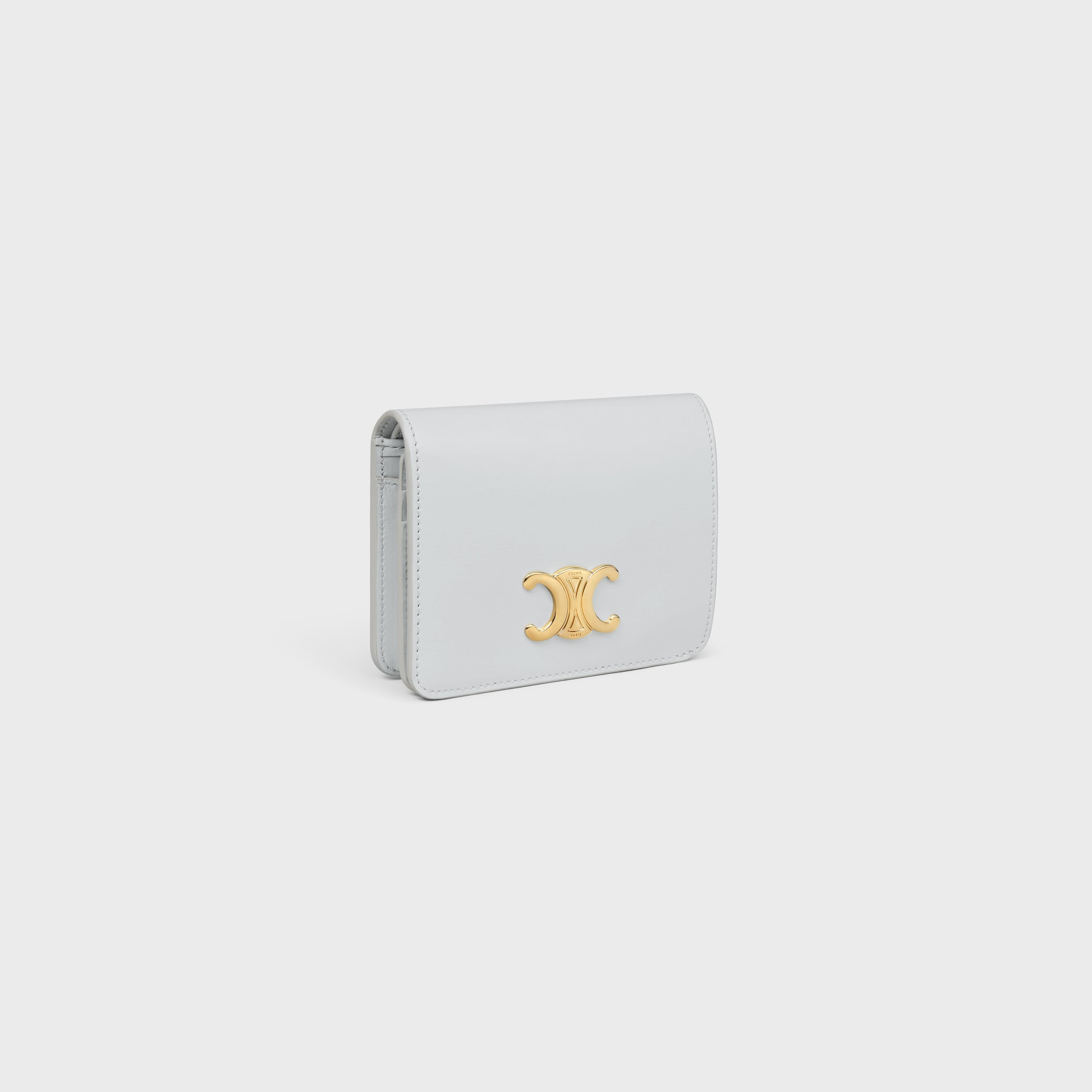 Replicate TRIOMPHE COMPACT WALLET IN SHINY CALFSKIN MOON(1:1 replica)