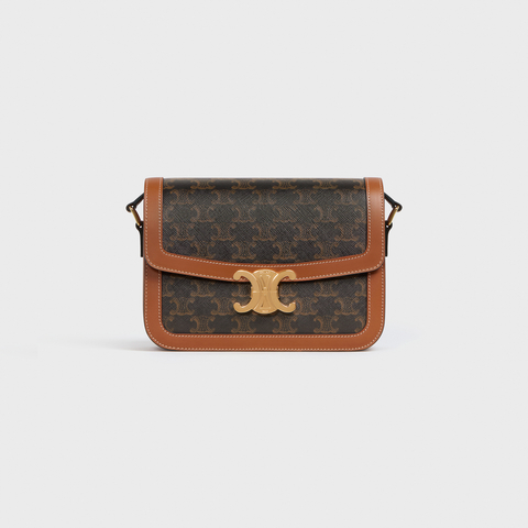 Replicate CLASSIQUE TRIOMPHE BAG IN TRIOMPHE CANVAS AND CALFSKIN TAN(1:1 replica)