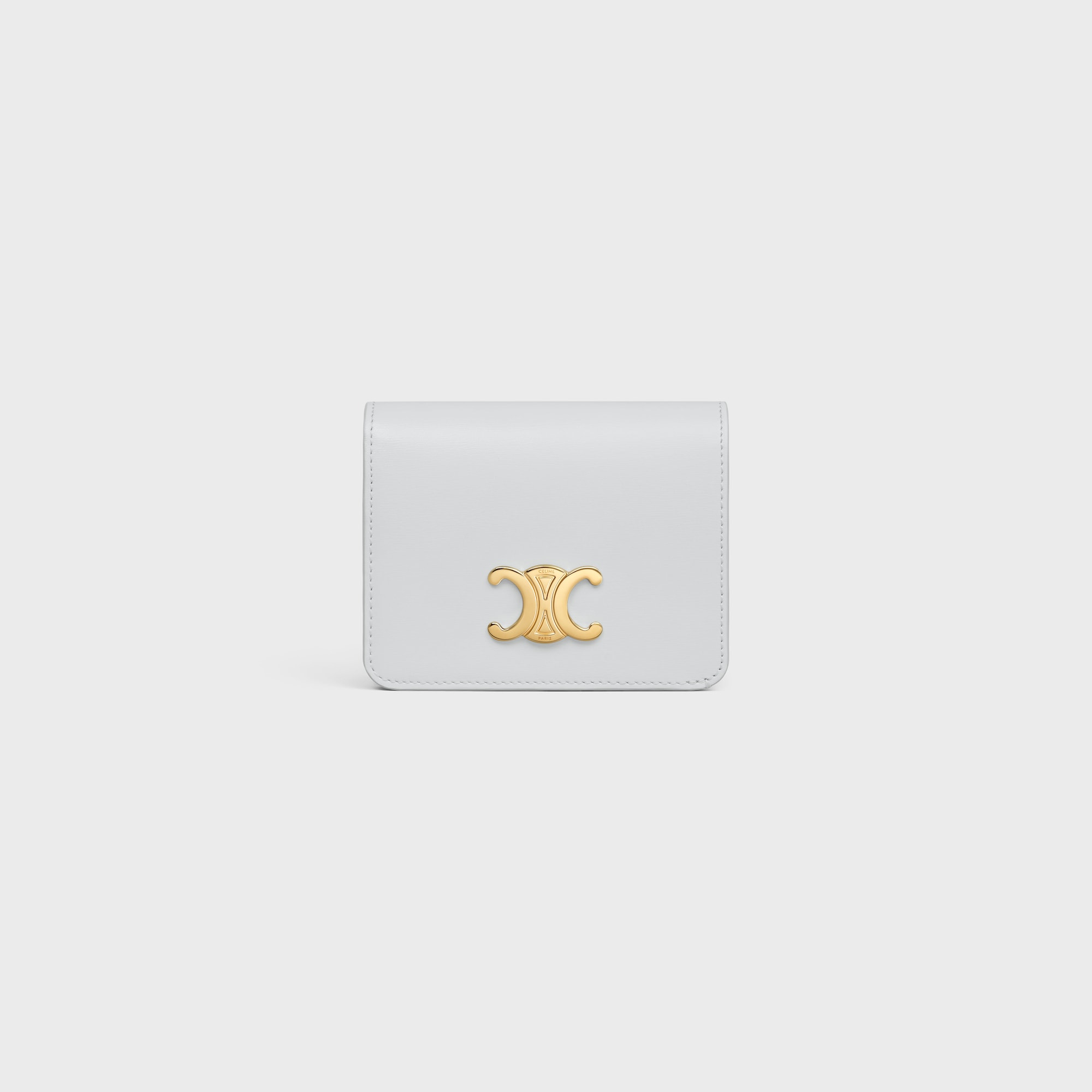 Replicate TRIOMPHE COMPACT WALLET IN SHINY CALFSKIN MOON(1:1 replica)