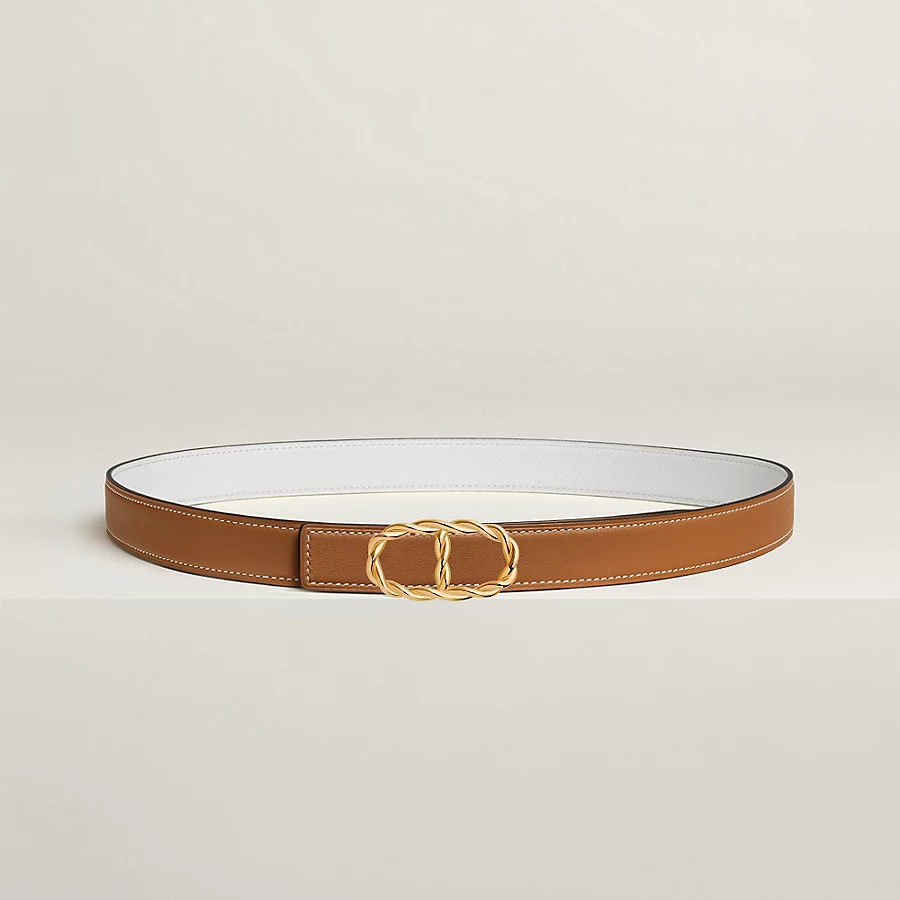 Replicate Maillon Torsade belt buckle   Reversible leather strap 24 mm(1:1 replica)