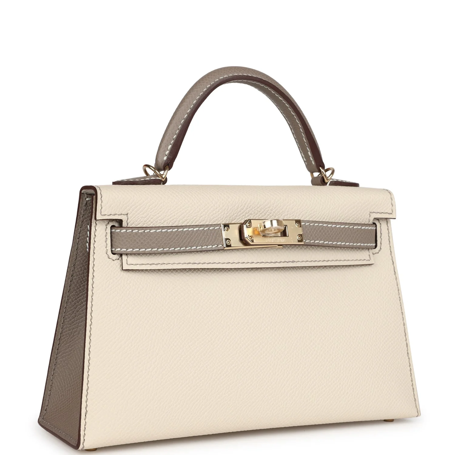 Replicate Hermes Special Order (HSS) Kelly Sellier 20 Craie and Gris Asphalte Epsom Permabrass Hardware(1:1 replica)