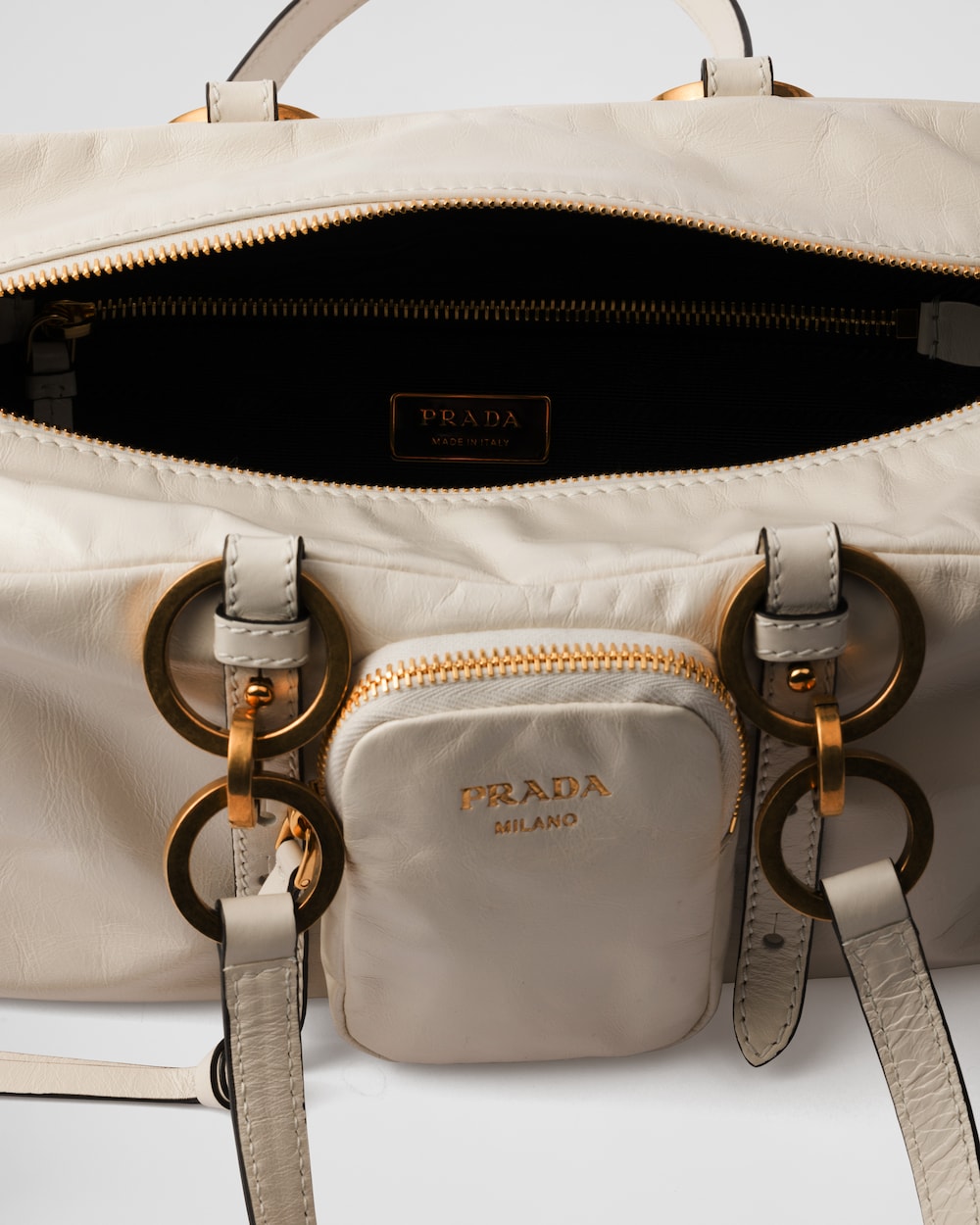 Replicate Prada Dangle Medium Leather Top-Handle Bag(1:1 replica)
