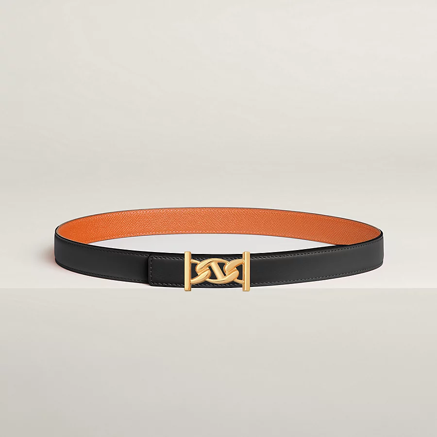 Replicate My H belt buckle   Reversible leather strap 24 mm(1:1 replica)