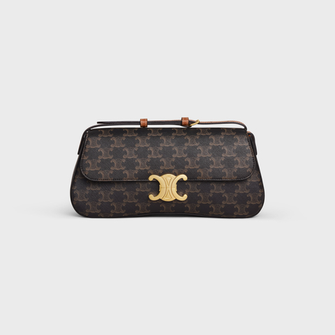 Replicate MEDIUM CELINE LOLA BAG IN TRIOMPHE CANVAS AND CALFSKIN TAN(1:1 replica)