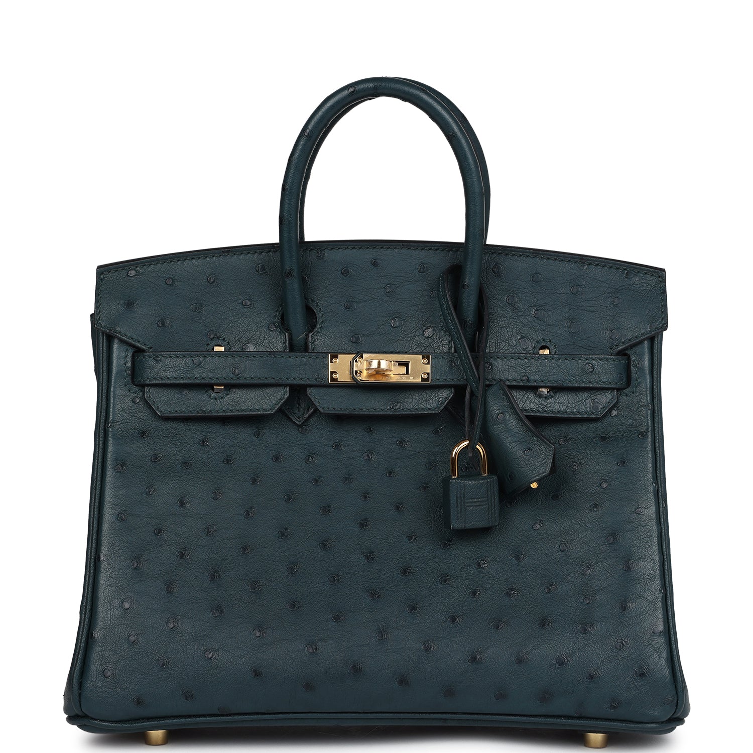 Replicate Hermes Birkin 25 Vert Cypres Ostrich Gold Hardware(1:1 replica)
