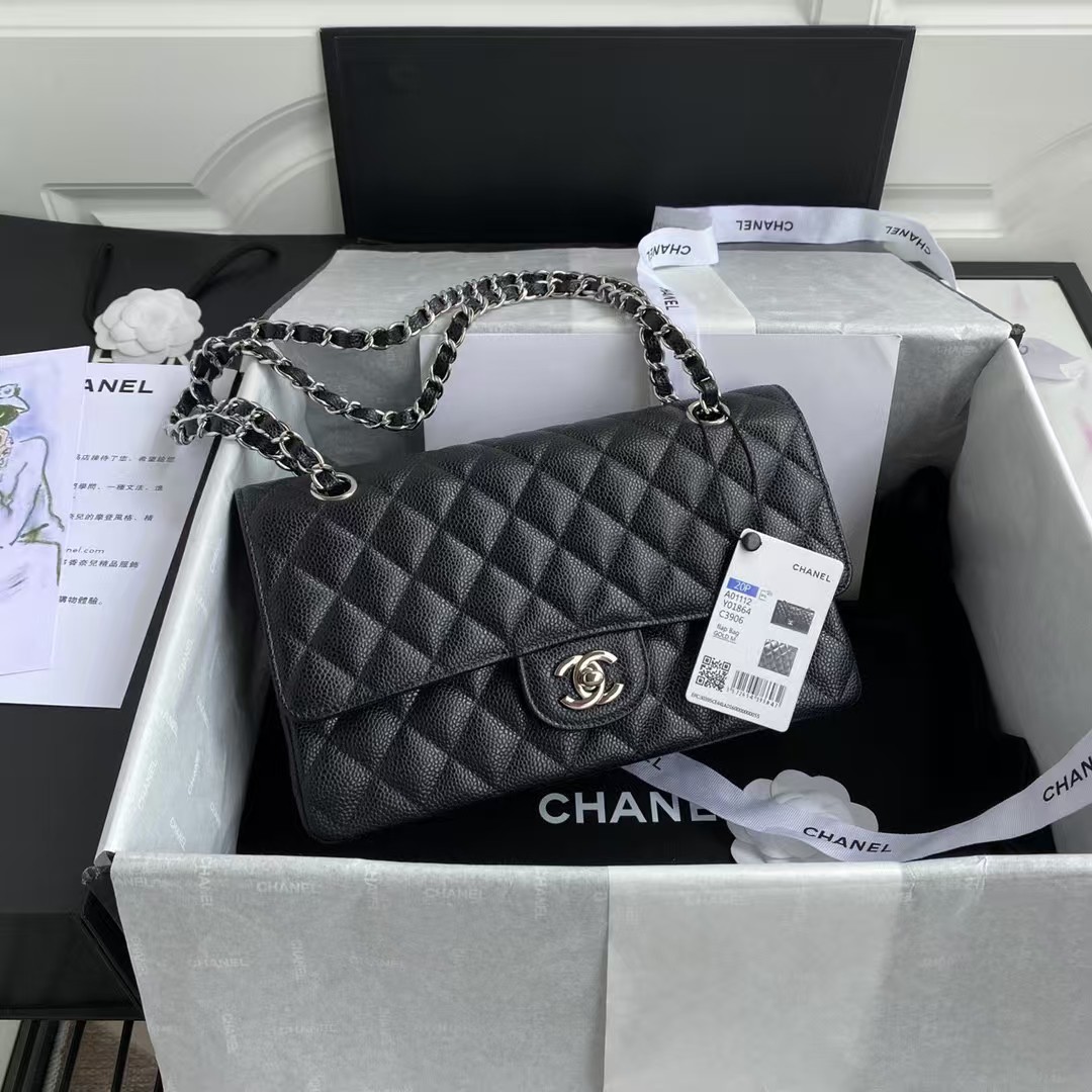 Replicate Chanel Classic 11.12 Handbag Caviar Silver Hardware Burgundy Interior(1:1 replica)