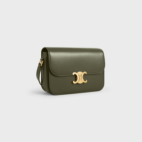 Replicate CLASSIQUE TRIOMPHE BAG IN SHINY CALFSKIN DARK OLIVE(1:1 replica)