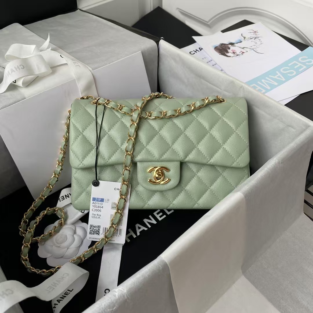 Replicate Chanel Small Classic Handbag Caviar Gold Hardware(1:1 replica)