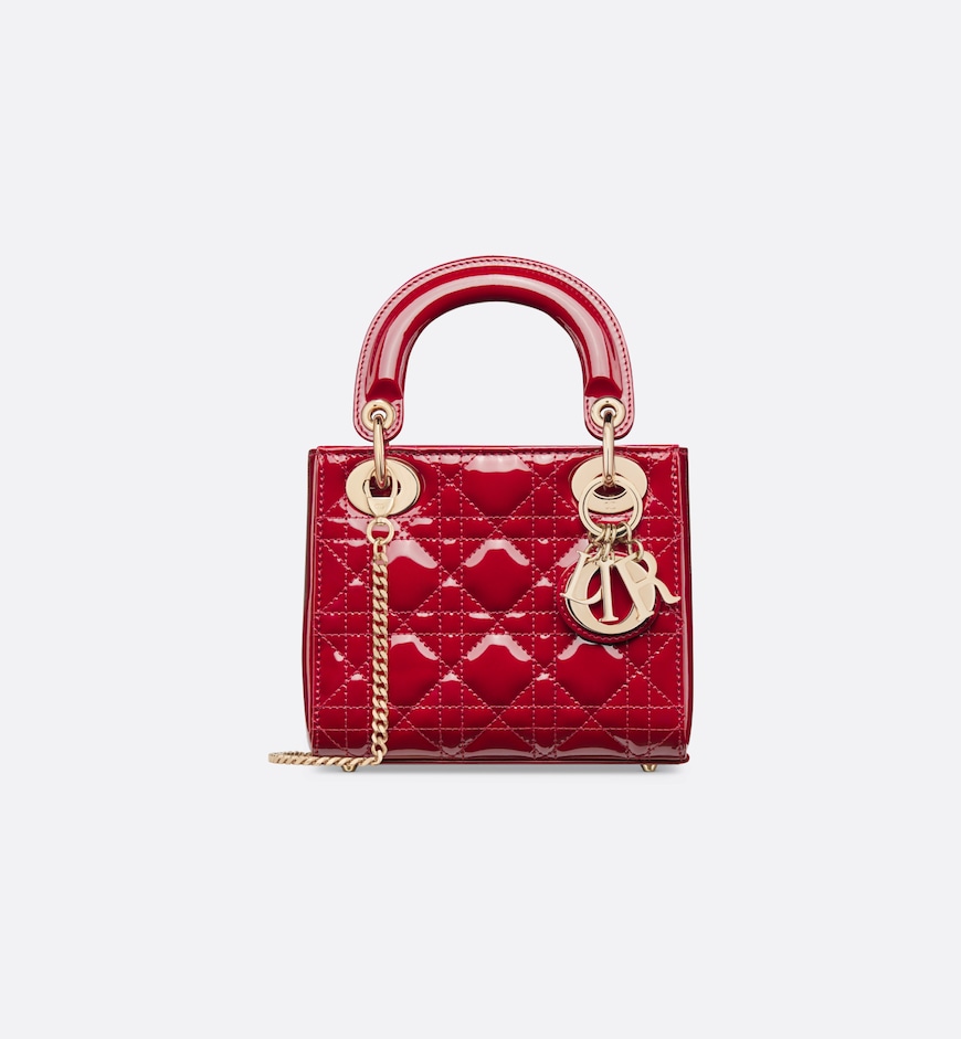 Replicate Dior Mini Dioriviera Lady Dior Bag   Patent Leather(1:1 replica)