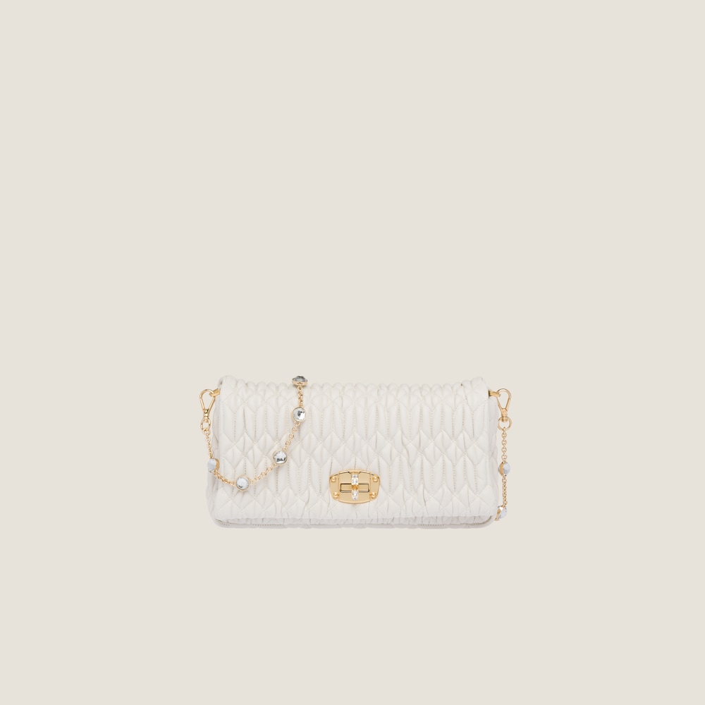 Replicate Miu Crystal Cloqué Nappa leather bag(1:1 replica)