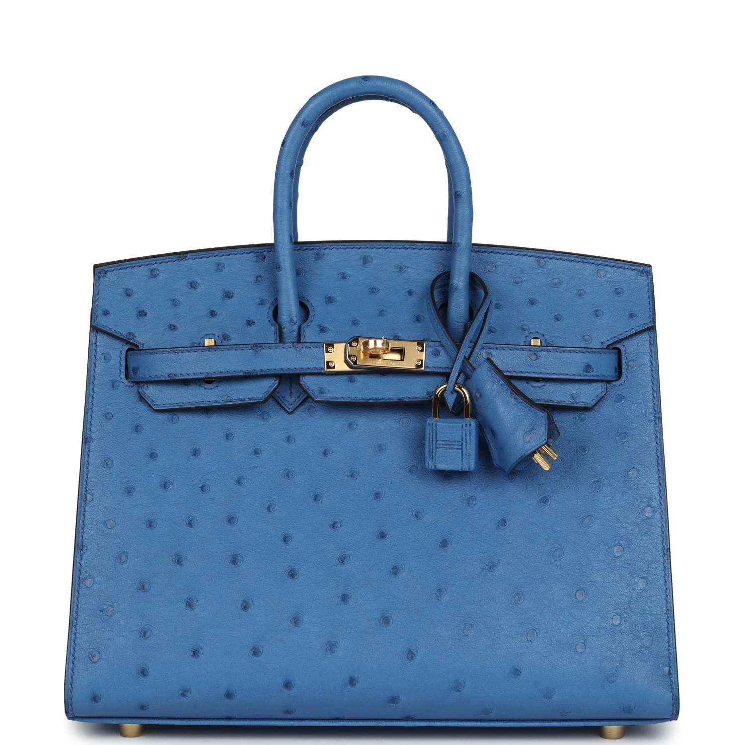 Replicate Hermes Birkin Sellier 25 Mykonos Ostrich Gold Hardware(1:1 replica)