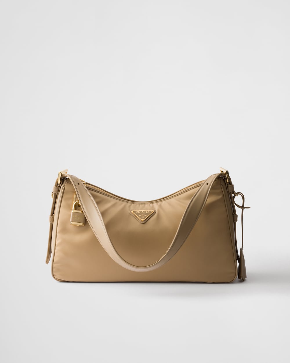 Replicate Prada Aimée Large Re-Nylon and Leather Shoulder Bag With Padlock(1:1 replica)