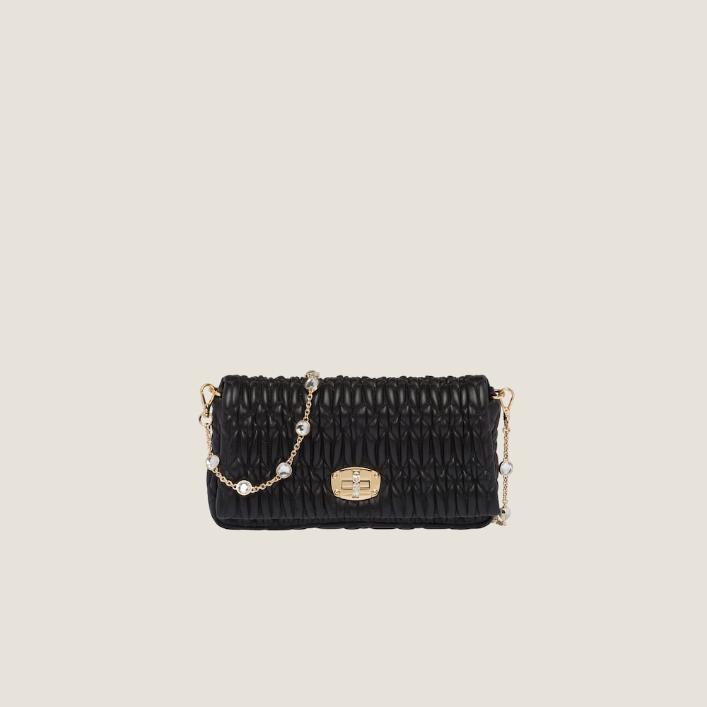 Replicate Miu Crystal Cloqué Nappa leather bag(1:1 replica)