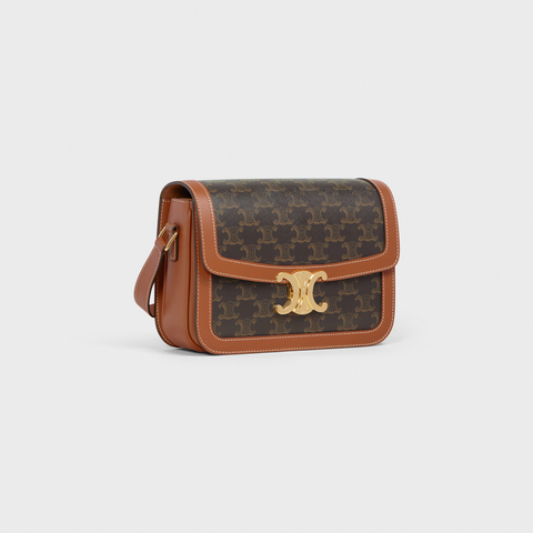 Replicate CLASSIQUE TRIOMPHE BAG IN TRIOMPHE CANVAS AND CALFSKIN TAN(1:1 replica)