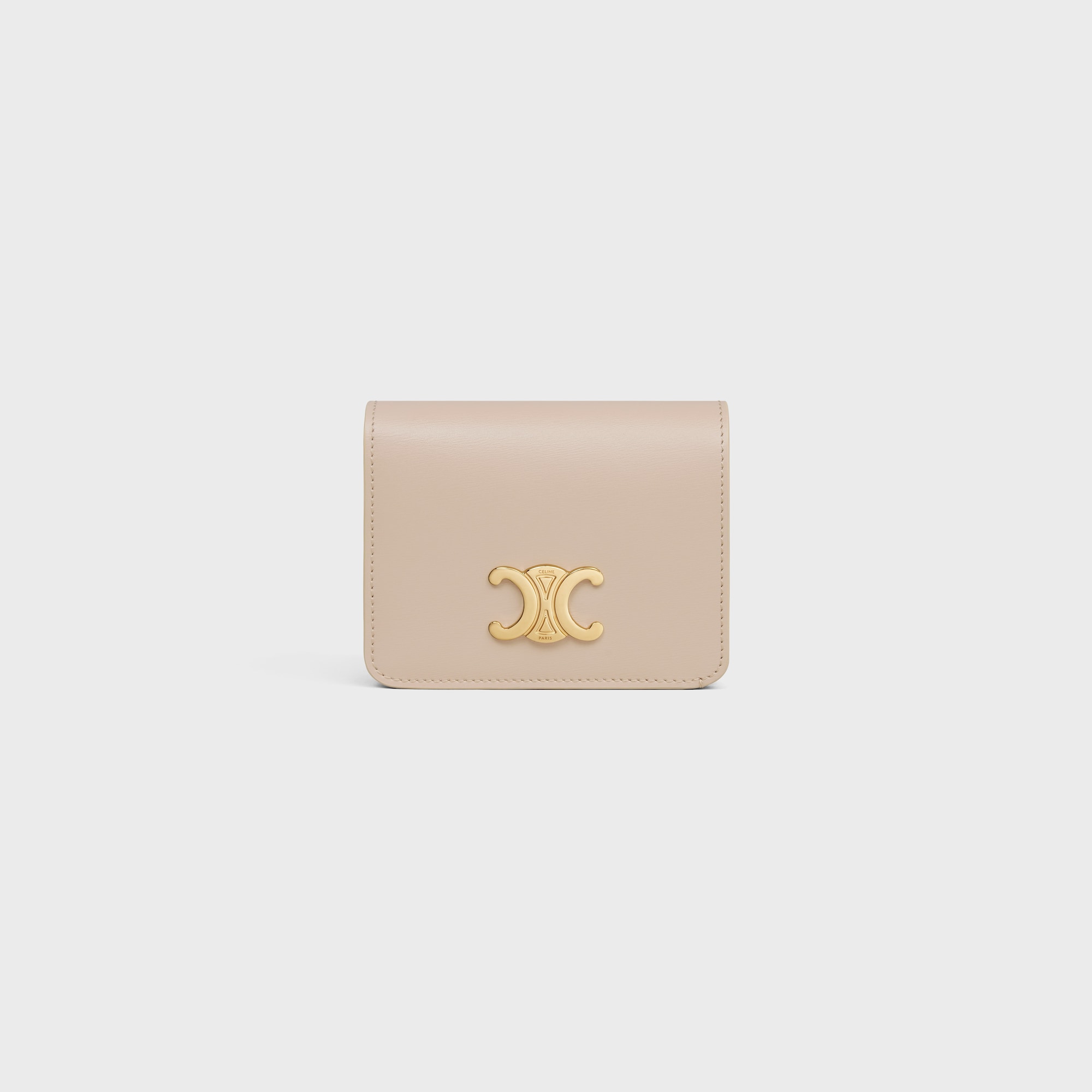 Replicate TRIOMPHE COMPACT WALLET IN SHINY CALFSKIN CAPPUCCINO(1:1 replica)