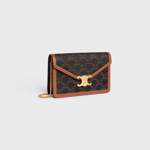 Replicate WALLET ON CHAIN MARGO IN TRIOMPHE CANVAS AND CALFSKIN TAN(1:1 replica)
