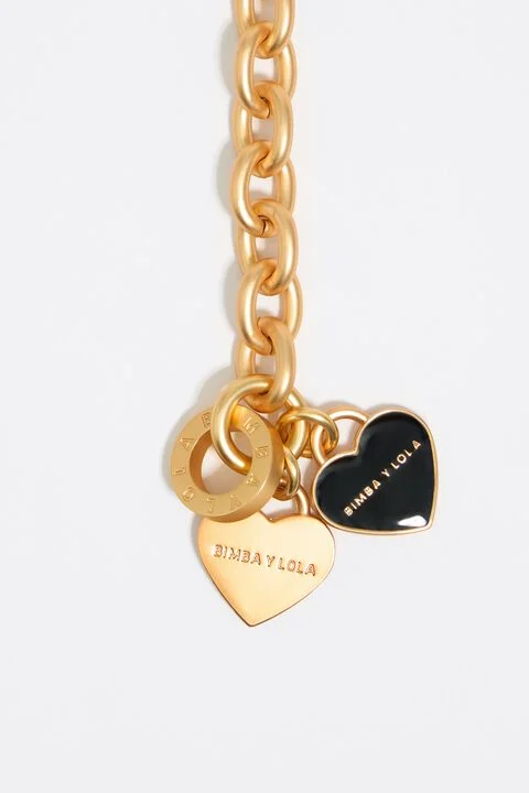 BIMBA Y LOLA Gold-tone chain and pearl heart logo necklace