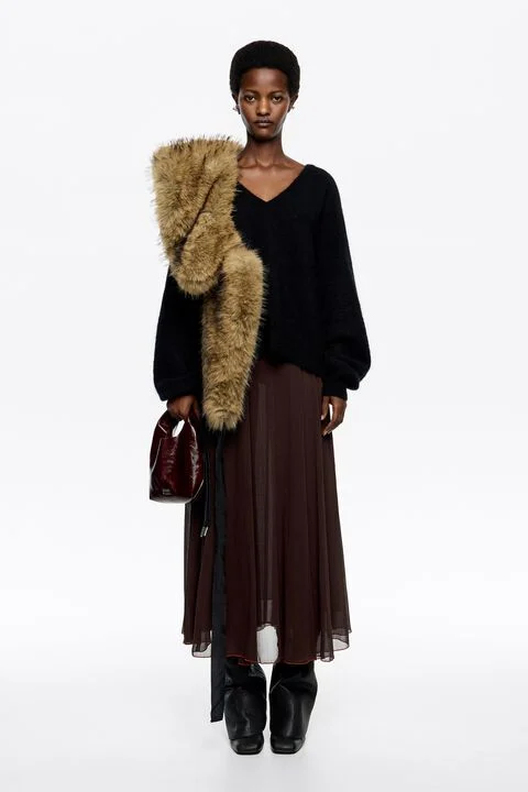 BIMBA Y LOLA Brown flared midi skirt