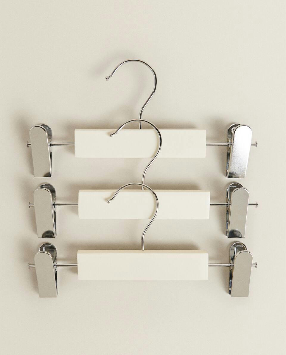 OYSTER WHITE WOODEN SKIRT HANGER (SET OF 3)