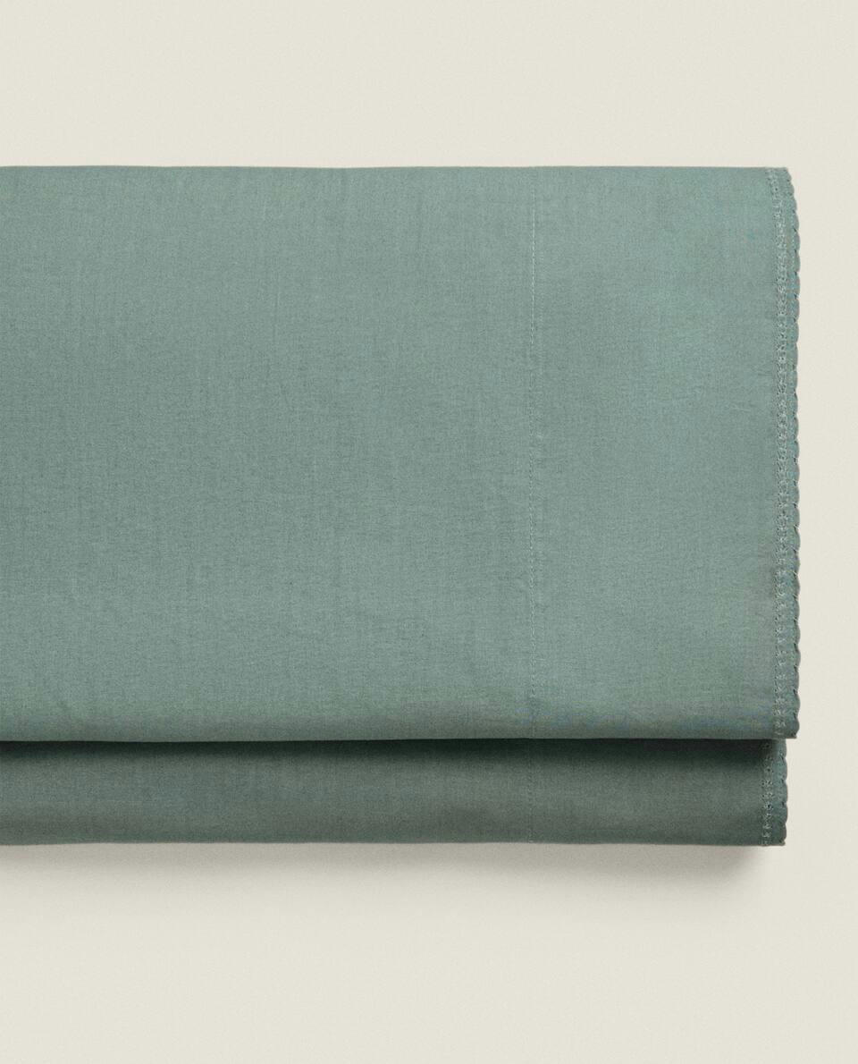 CHILDREN'S TOPSTITCHED COTTON FLAT SHEET