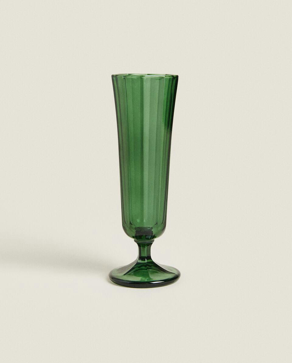 CHRISTMAS FACETED GLASS FLUTE
