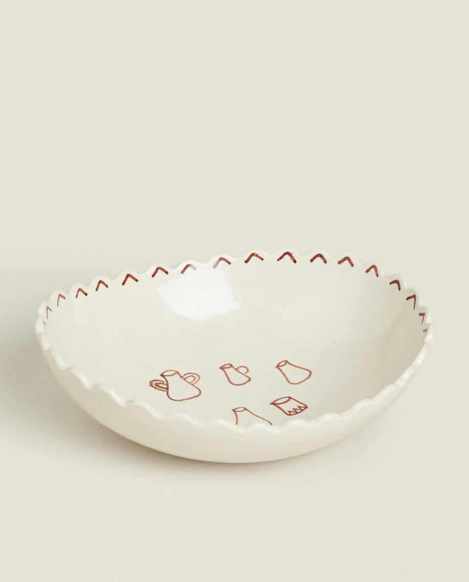 STONEWARE BOWL WITH MOTIFS