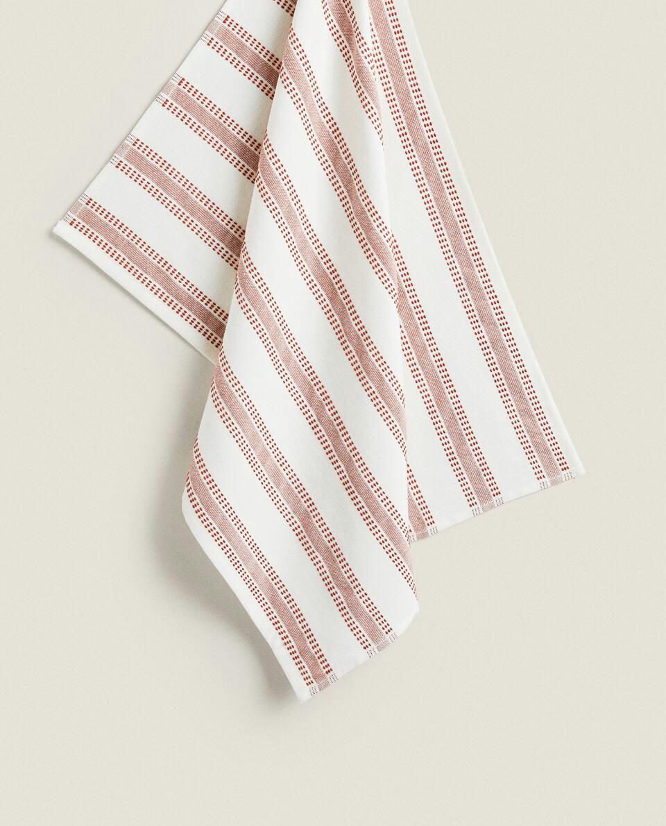 STRIPED COTTON TERRY TEA TOWEL