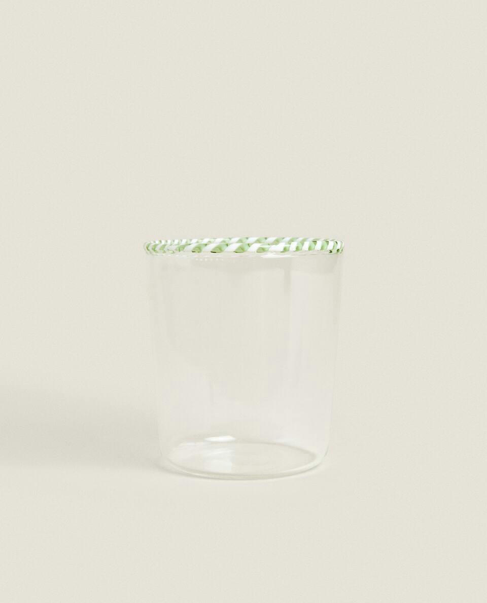 BOROSILICATE GLASS TUMBLER WITH CHRISTMAS CANDY CANE