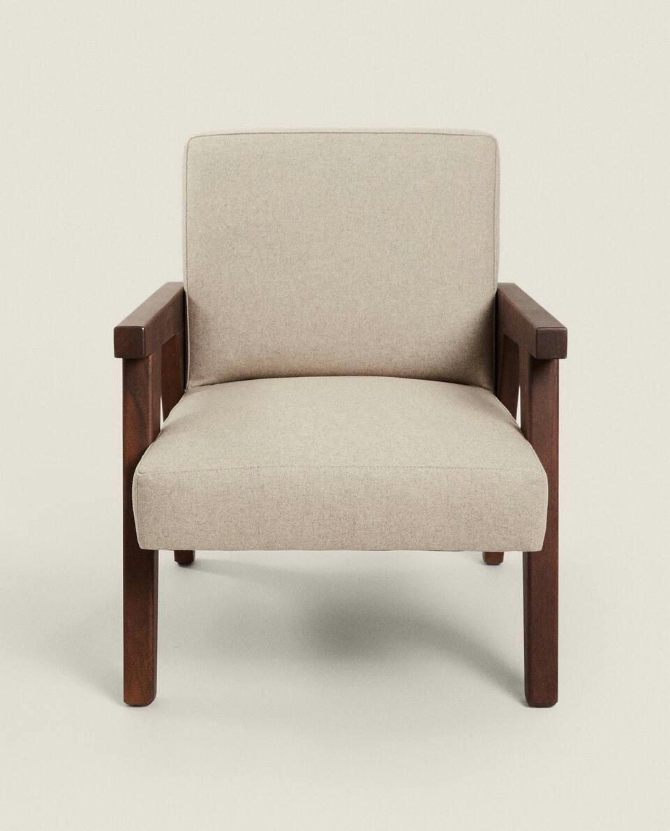ZARA HOME BY BLASCO UPHOLSTERED WALNUT ARMCHAIR