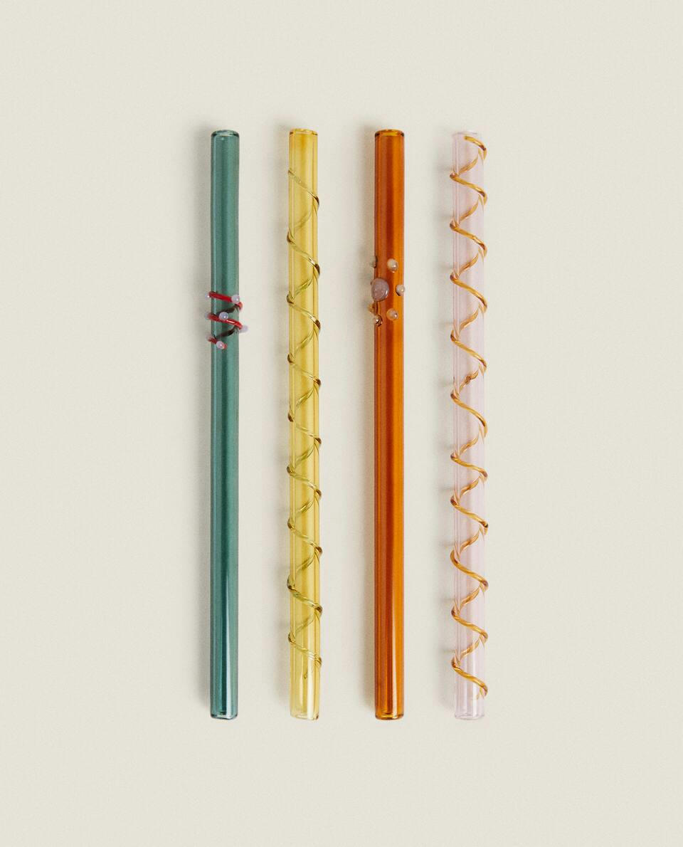 PACK OF BOROSILICATE GLASS STRAWS (PACK OF 4)