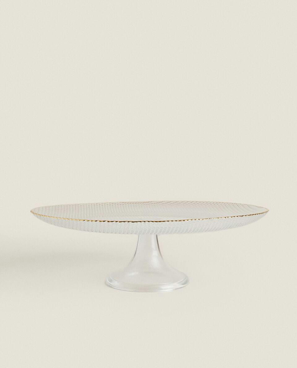 GLASS SERVING DISH WITH STAND