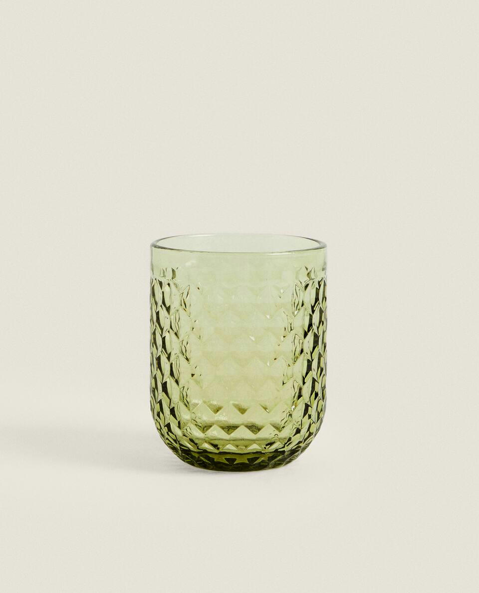 RAISED DESIGN GLASS TUMBLER