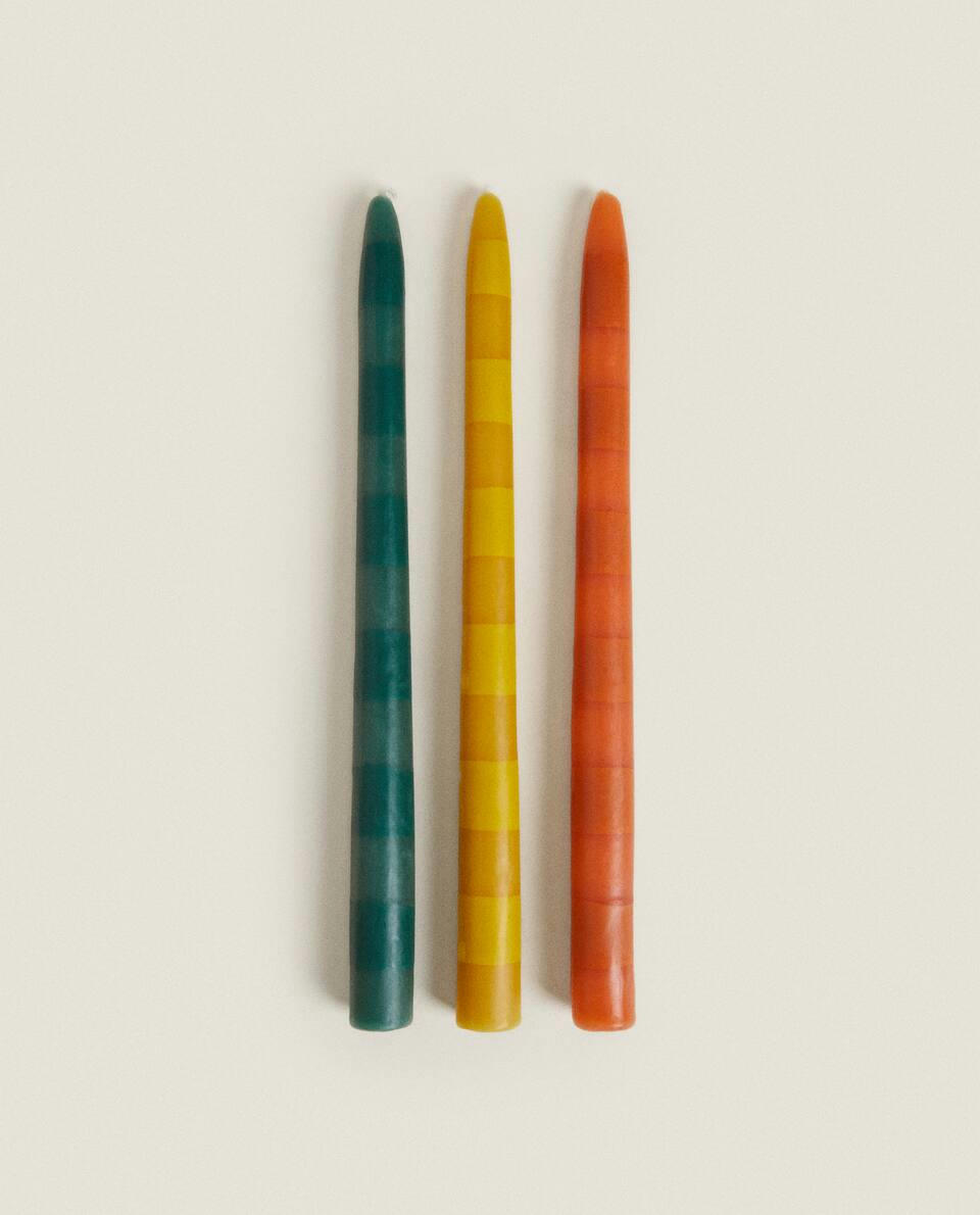 STRIPED CANDLE PACK (PACK OF 3)