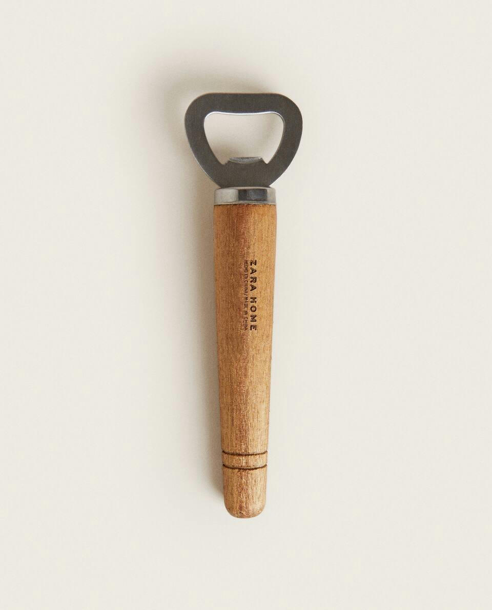 STEEL AND ACACIA WOOD BOTTLE OPENER