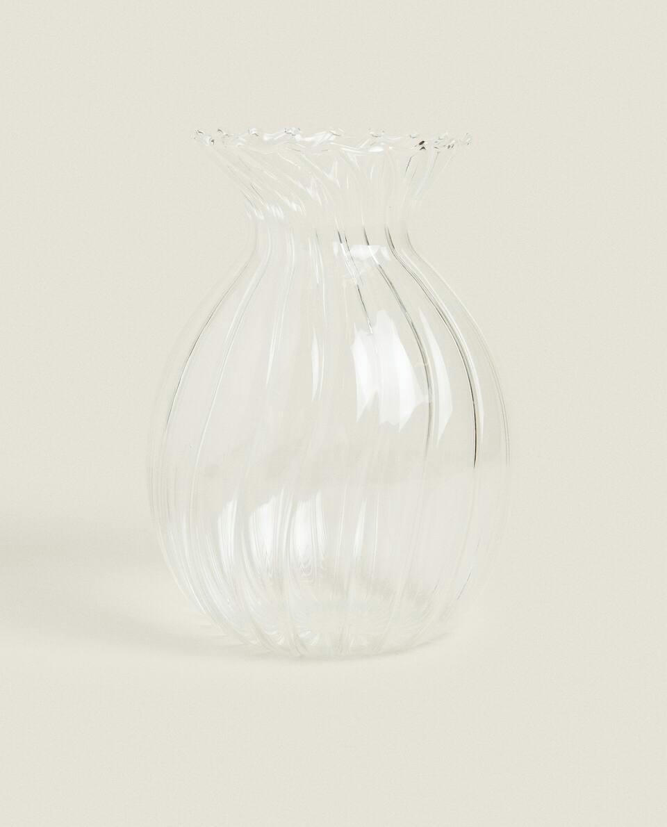 BOROSILICATE GLASS VASE WITH LINES