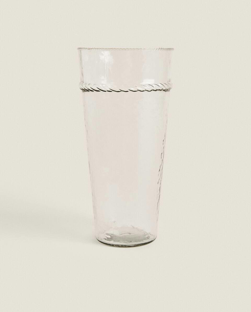 GLASS VASE WITH BORDER