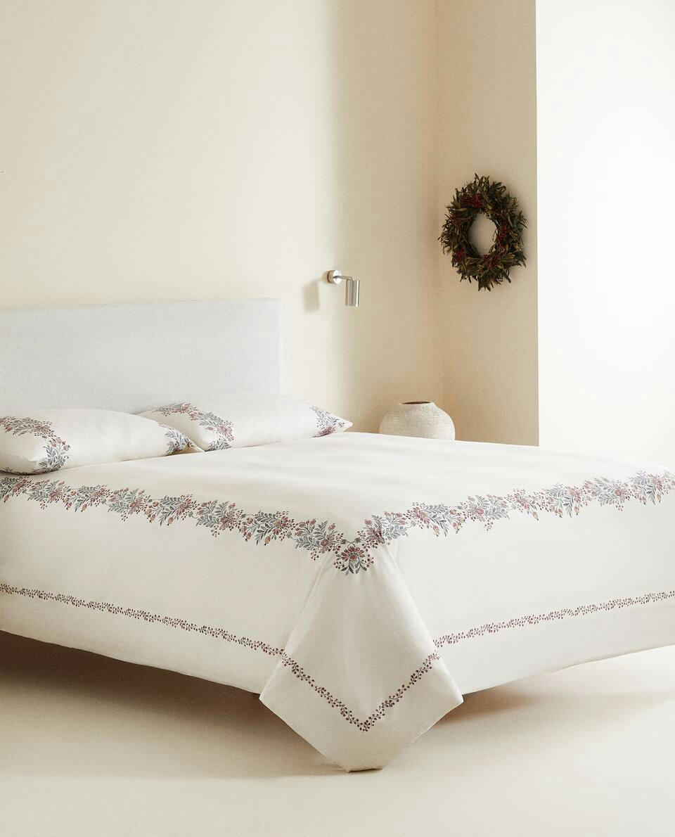 COTTON DUVET COVER WITH CHRISTMAS BORDER